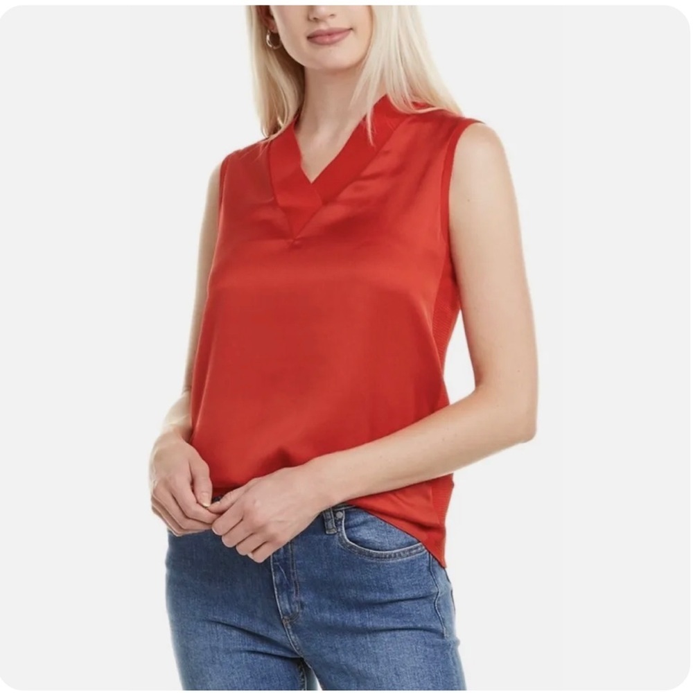 Ted Baker Womans Size 6 V Neck Sleeveless Jumper Career CasualBlouses In Red